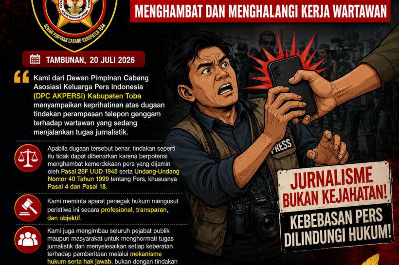 AKPERSI Toba Desak Pengusutan Dugaan Perampasan Alat Kerja Wartawan Sesuai UU Pers